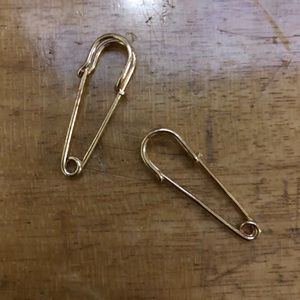 Gold Tone Safety Pin Earrings
